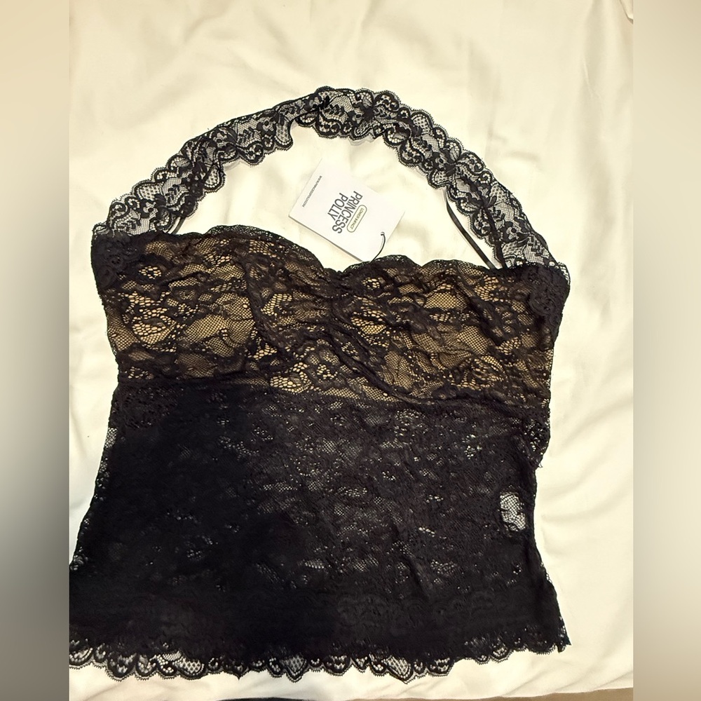 Fantasize Lace Halter Top Black